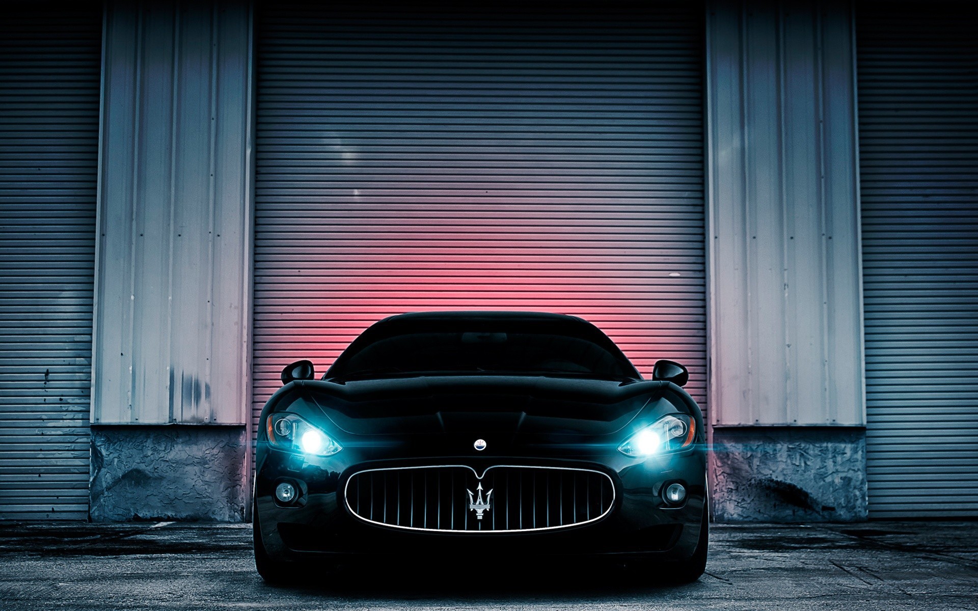 Neon lights black Maserati Desktop wallpapers 1024x600 1920x1200