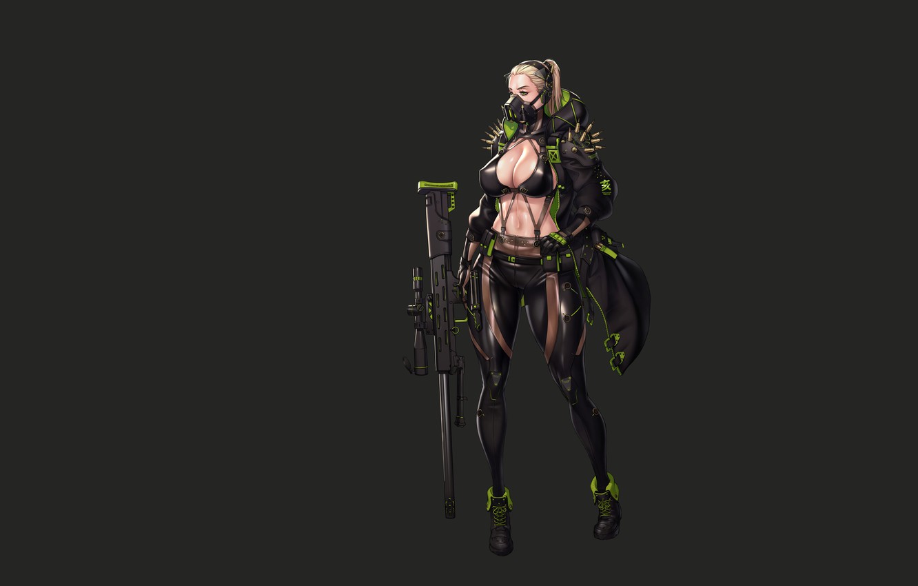 Wallpaper Girl Gun Sexy Art Minimalism Characters Ren Wei