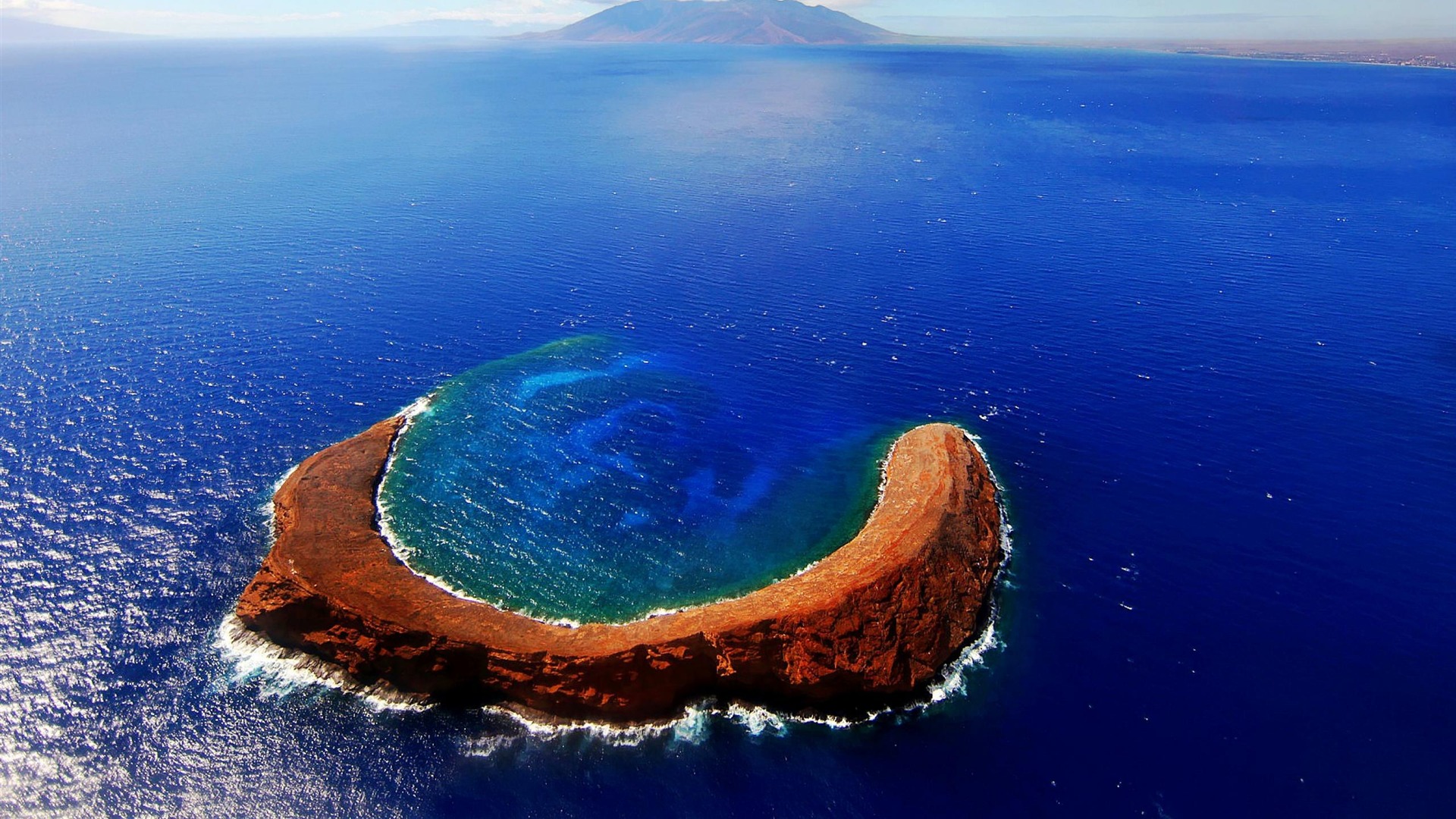 Molokini Aerial Islands of Hawaii nature photo wallpaper Full HD