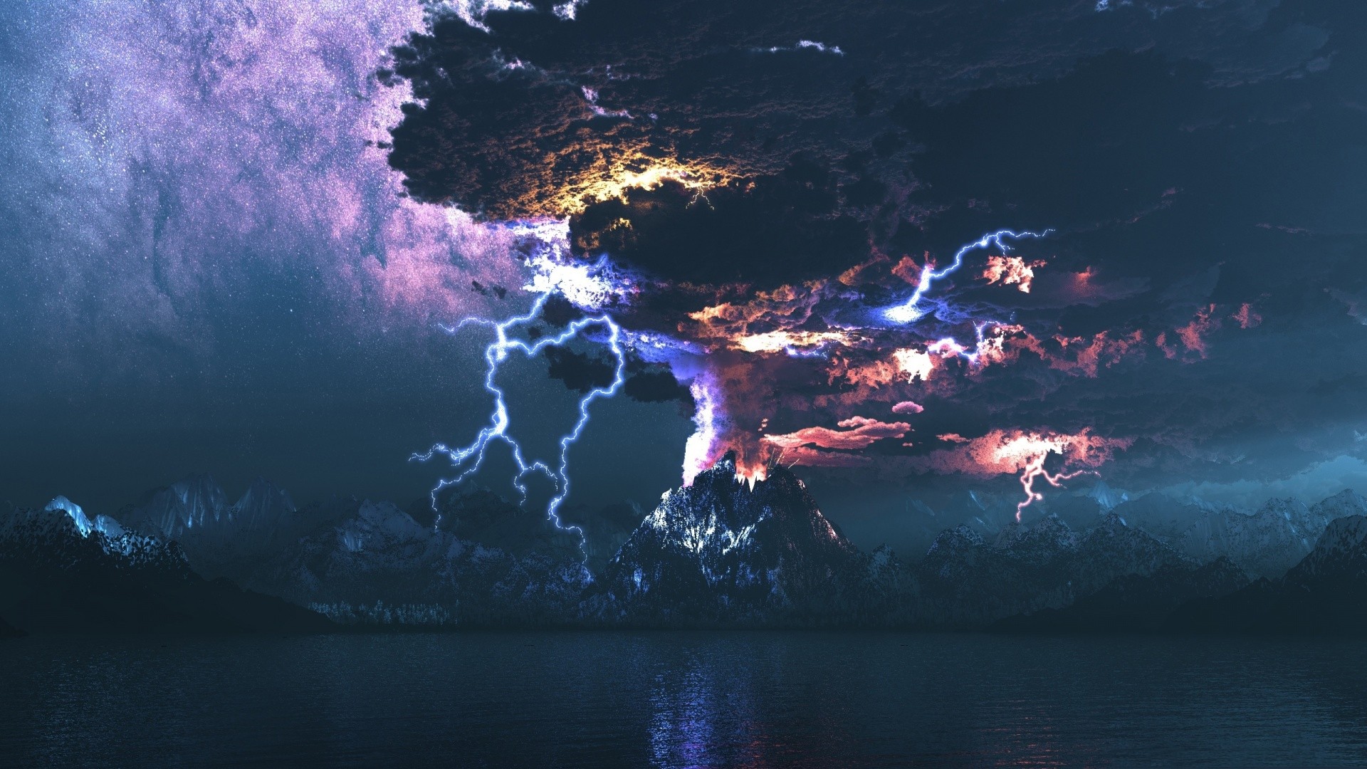 Volcano Storm Lightning HD Wallpaper FullHDwpp Full