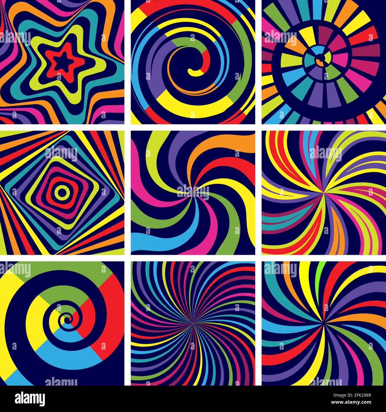 Hypnotic Colored Shapes Abstract Round Spiral Modern Background