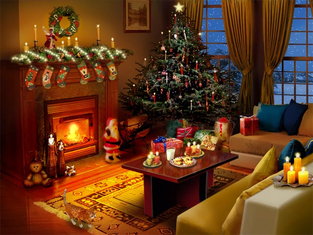 Christmas Desktop Wallpaper Fireplace