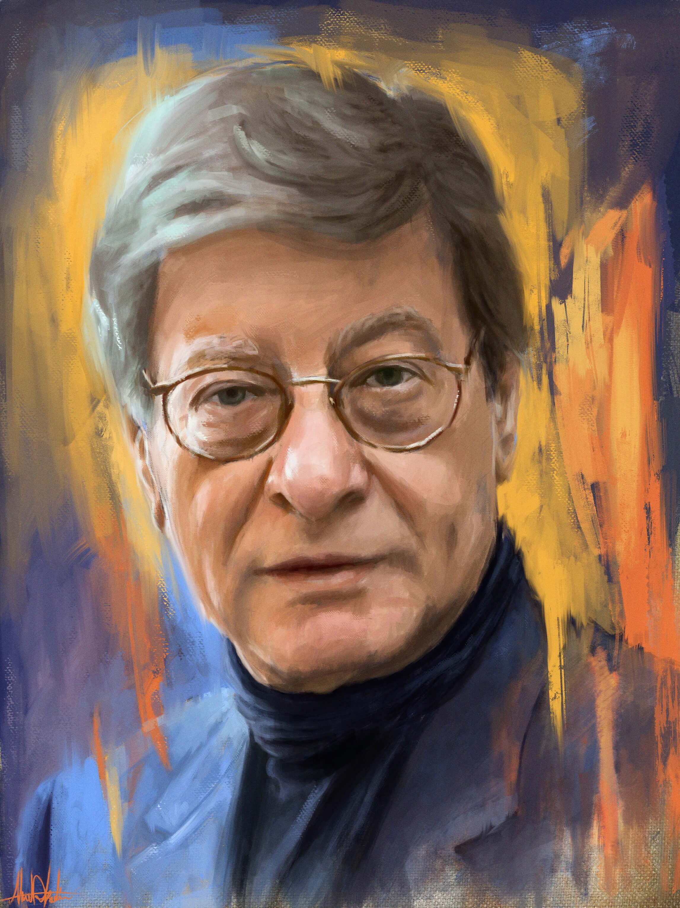 Portrait Painting For Mahmoud Darwish With