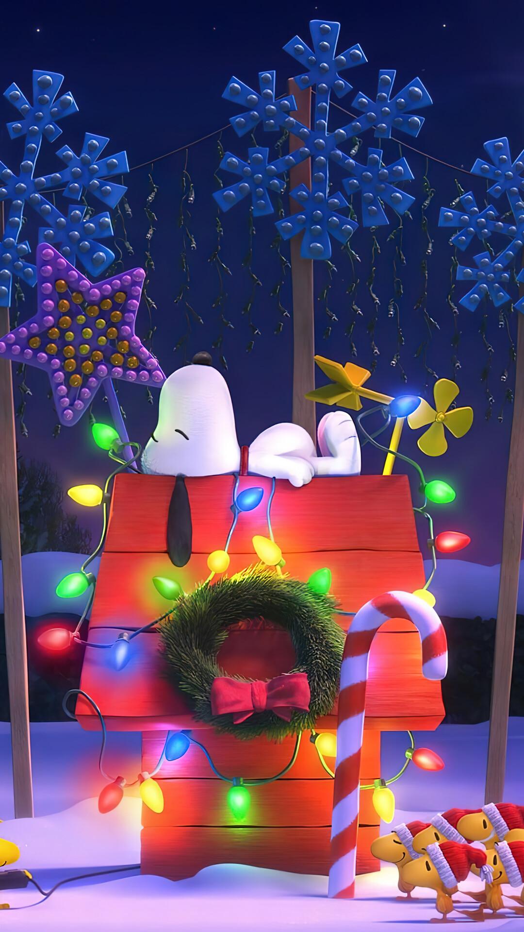 Christmas Lights Decoration Snoopy 4K Wallpaper iPhone HD Phone 5900h
