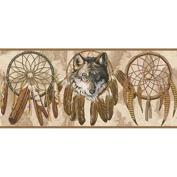 Home Western Decor Products Wolf Dreamcatcher Wallpaper Borders