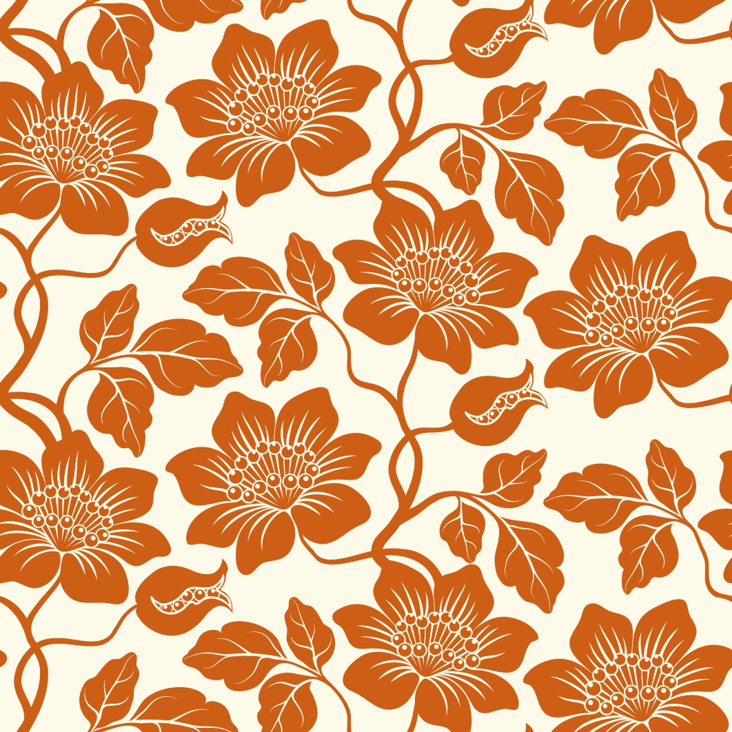 Geometric Patterns Wallpaper Orange Flowers