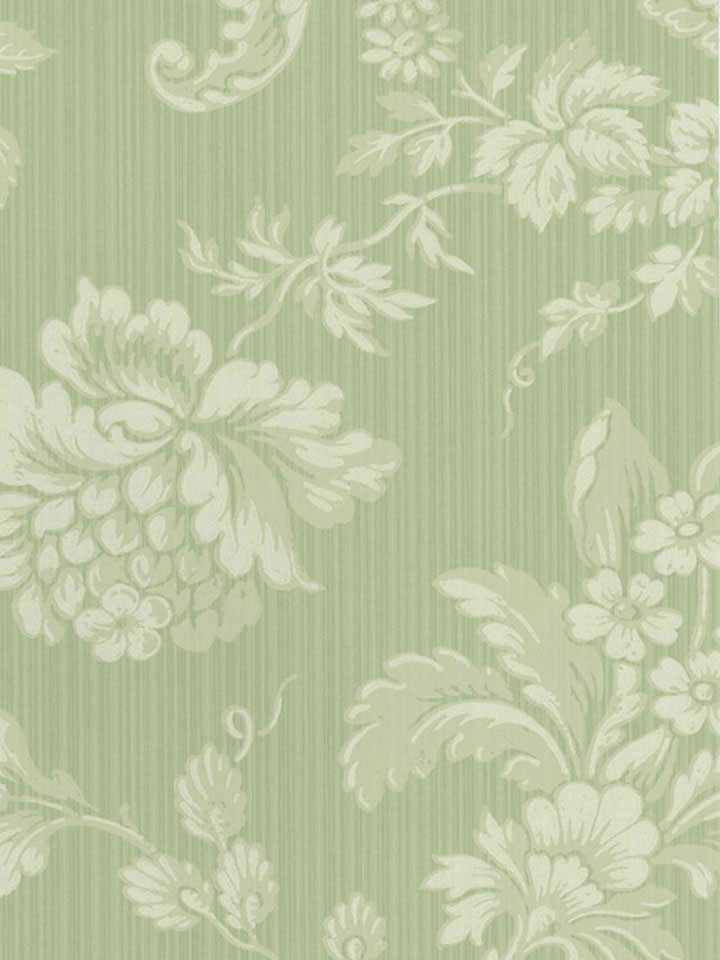Apple Green Vintage Damask Floral Wallpaper Traditional