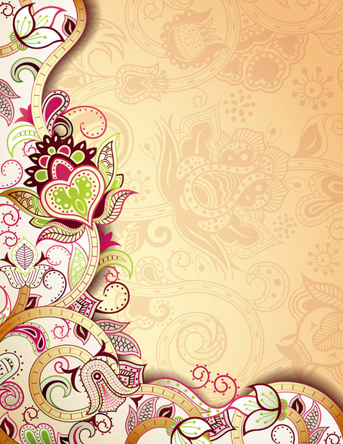 Floral Patterns retro style background 03   Vector Background Vector