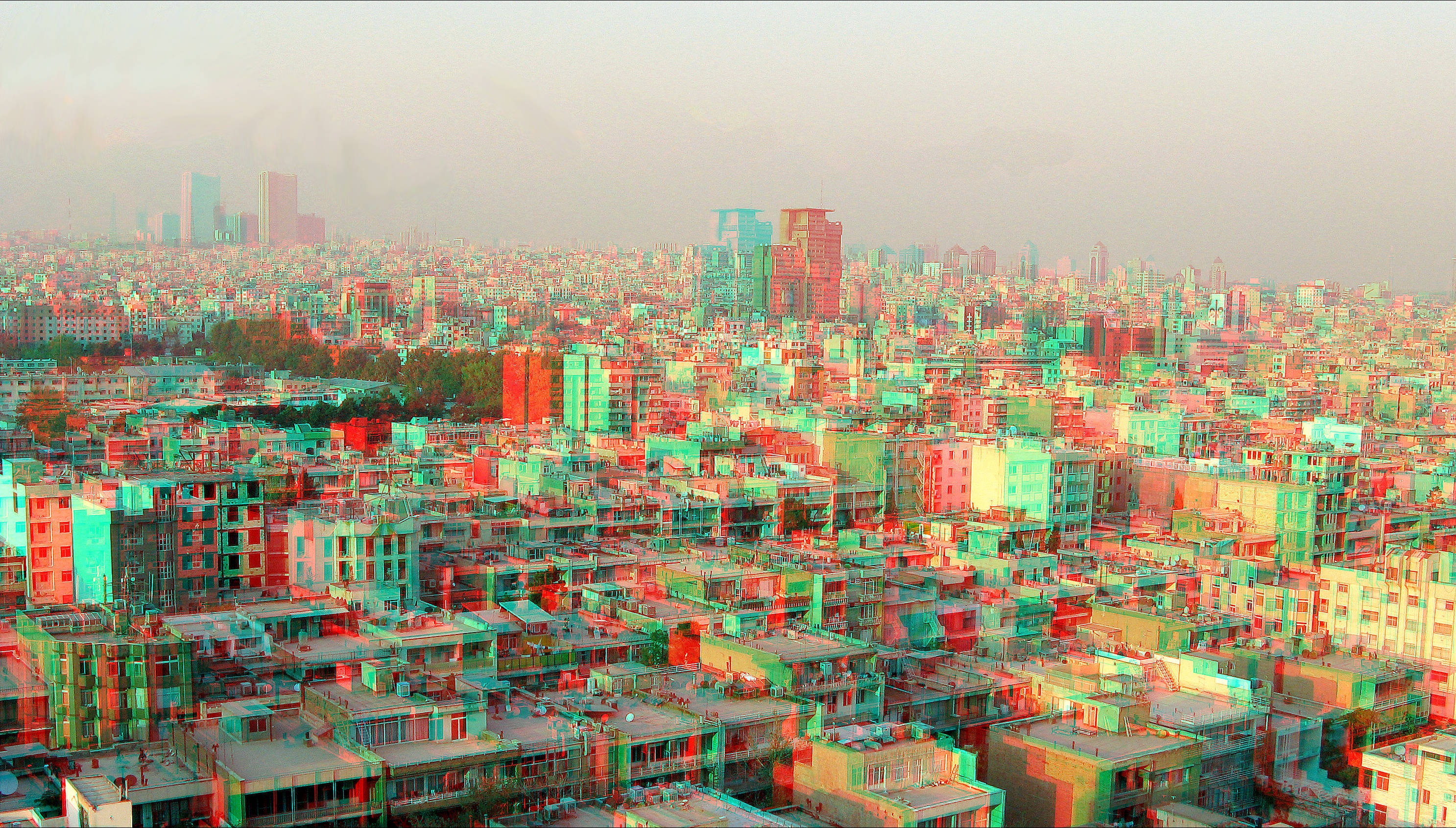 FileTehranNorth East view Anaglyph 3D You need Red Cyan glasses