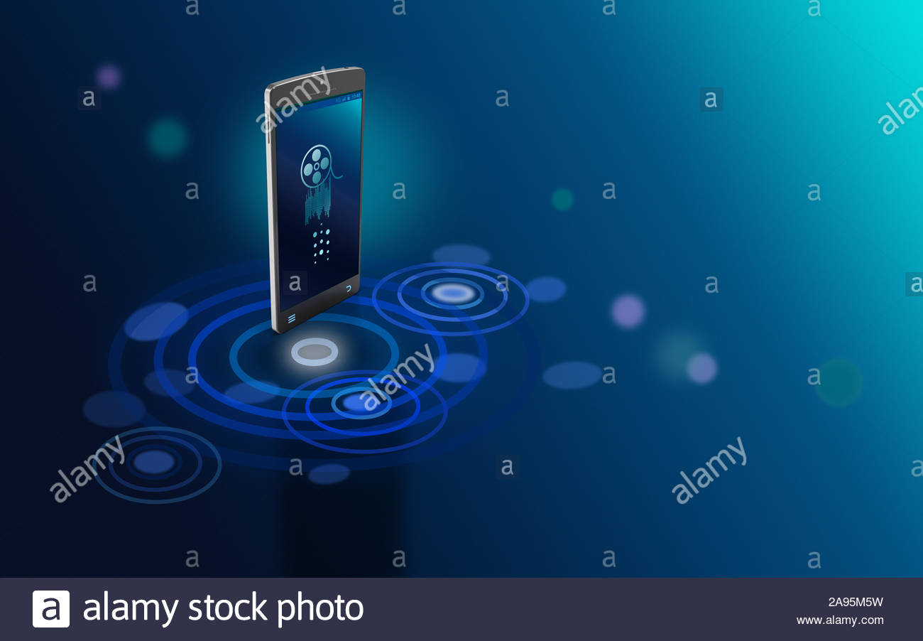 Free download Smartphone with digital logo stand on a futuristic ...