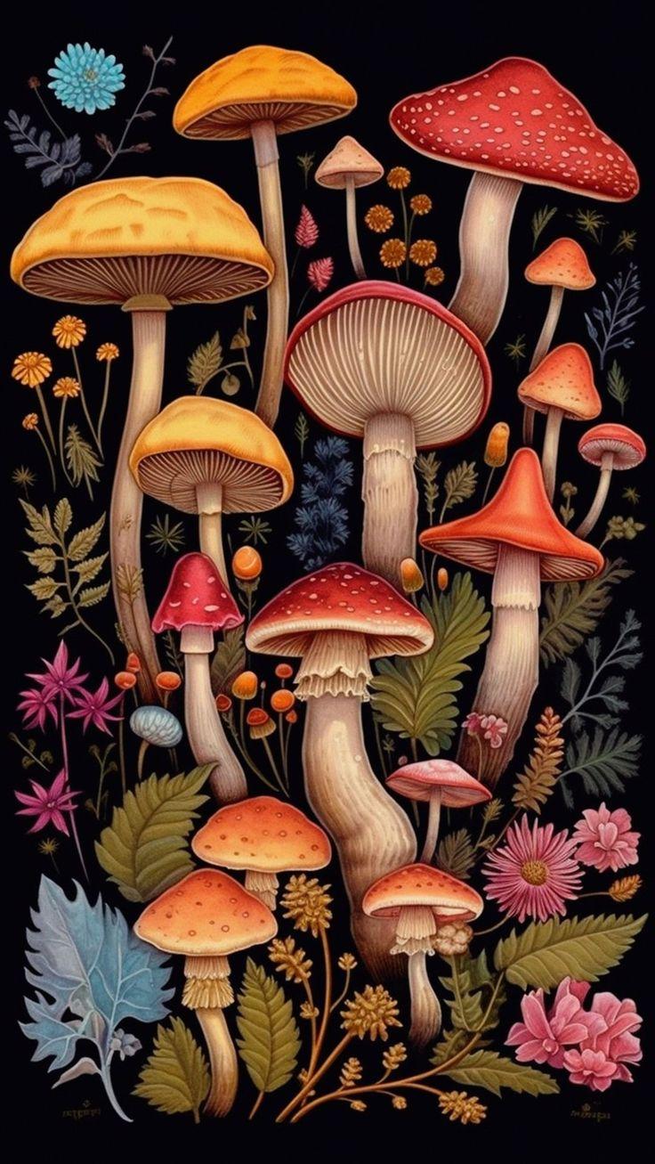 Enchanting Forest Wonderland HD Mushroom And Floral Wallpaper For