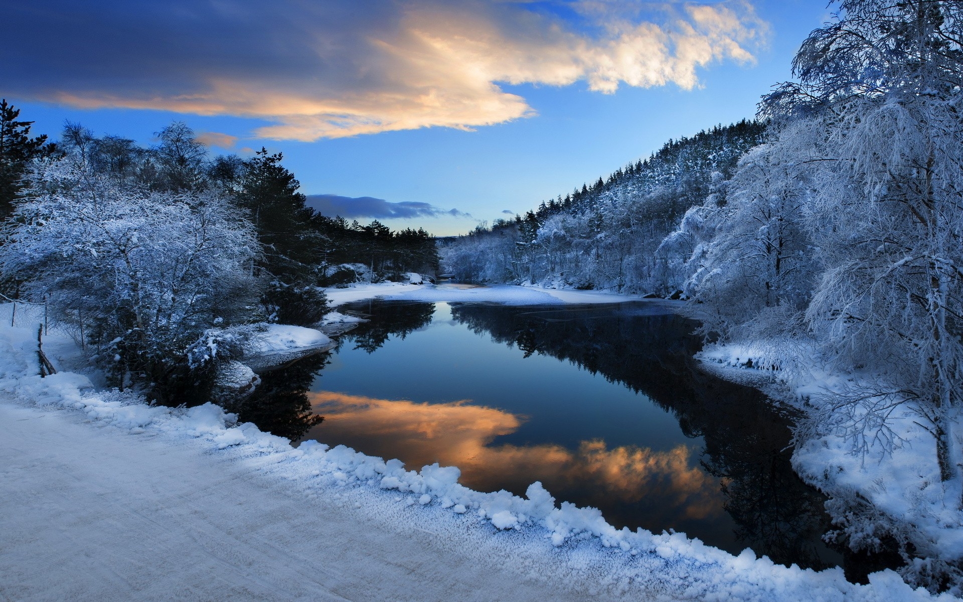 Landscape Of Snow Capped Mountains HD Desktop Wallpaper