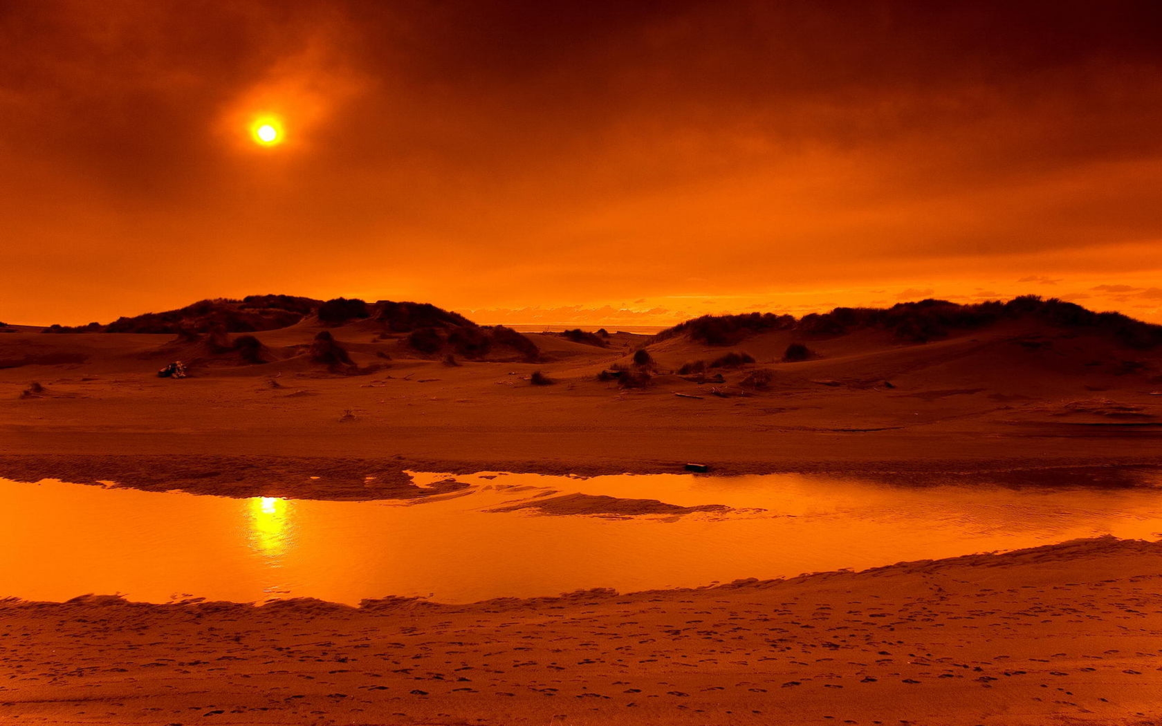 Download Wallpaper 3840x2400 desert oasis heat hot orange sun