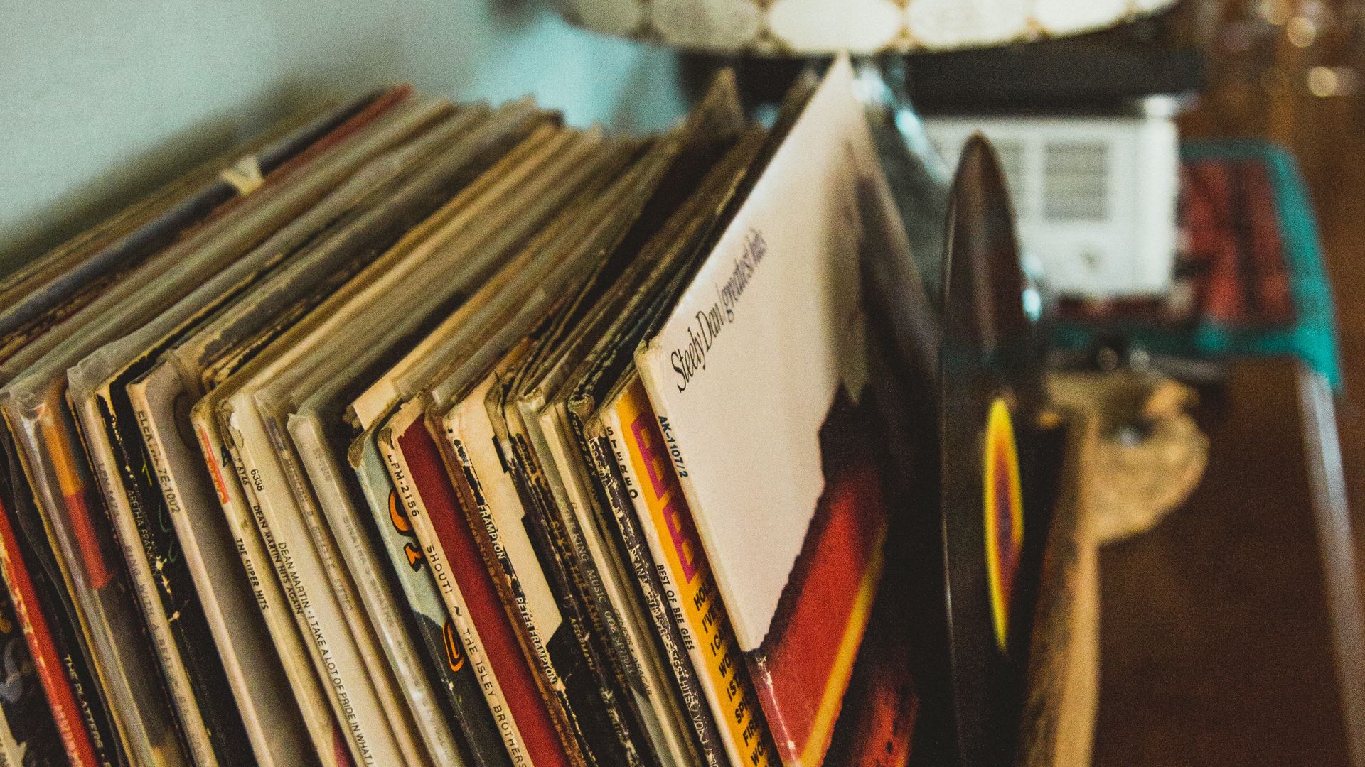 Wallpaper Vinyl Records Collection Retro Full HD