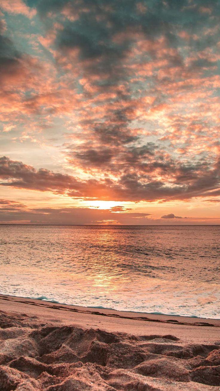 Beach sunset iphone wallpaper HD sky clouds sand waves
