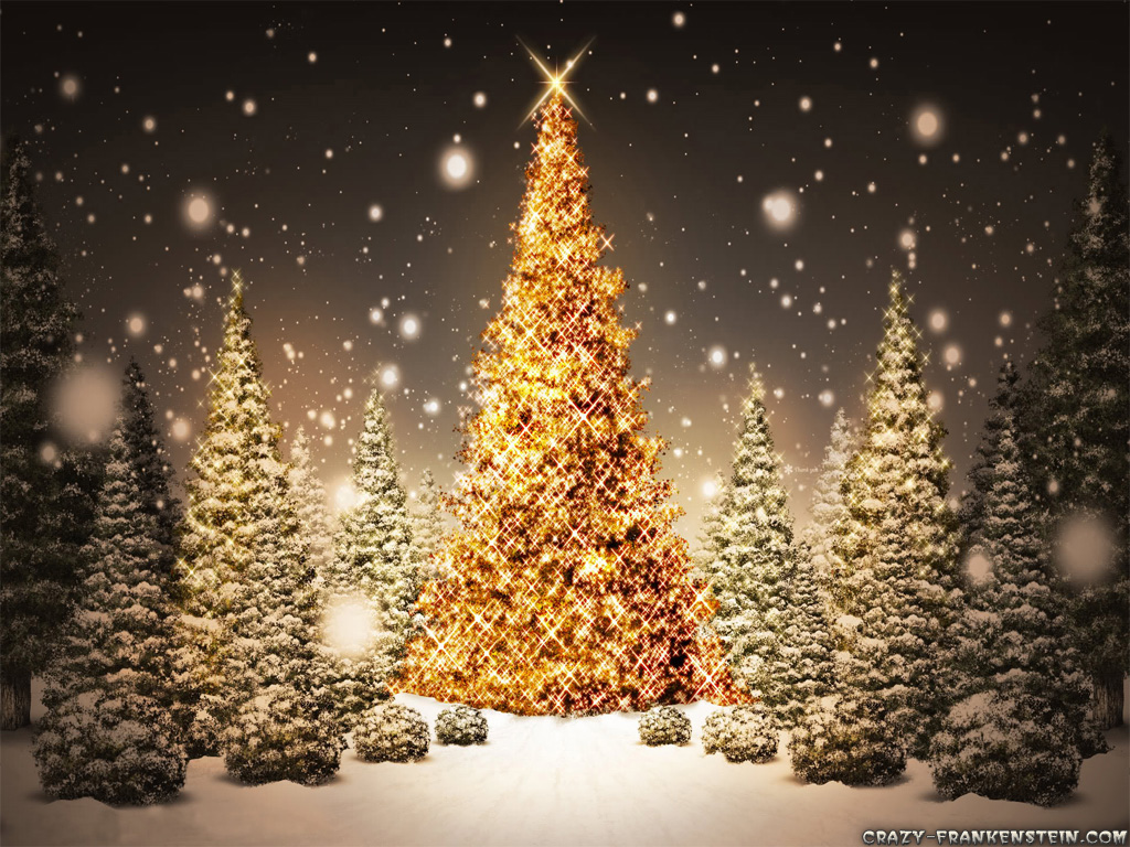 Wallpaper Christmas Tree Sparkling