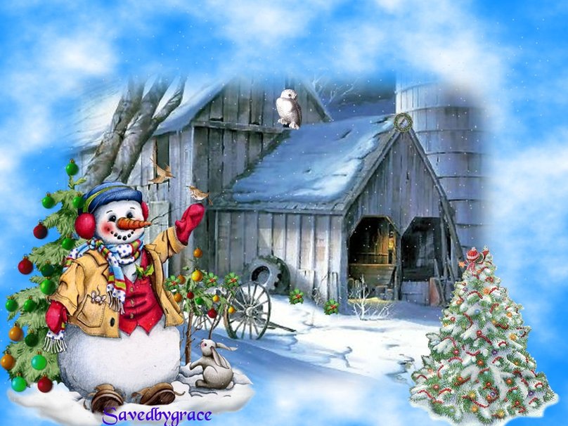 The Ole Barn At Christmas Wallpaper