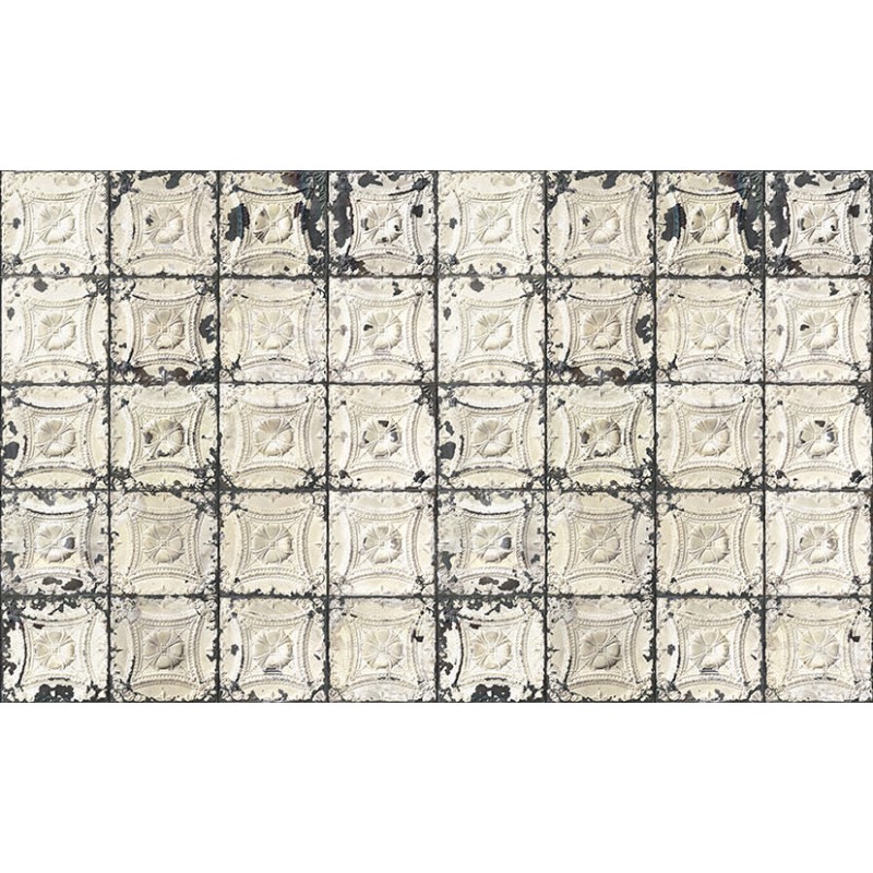 Aged White Pressed Tin Wallpaper