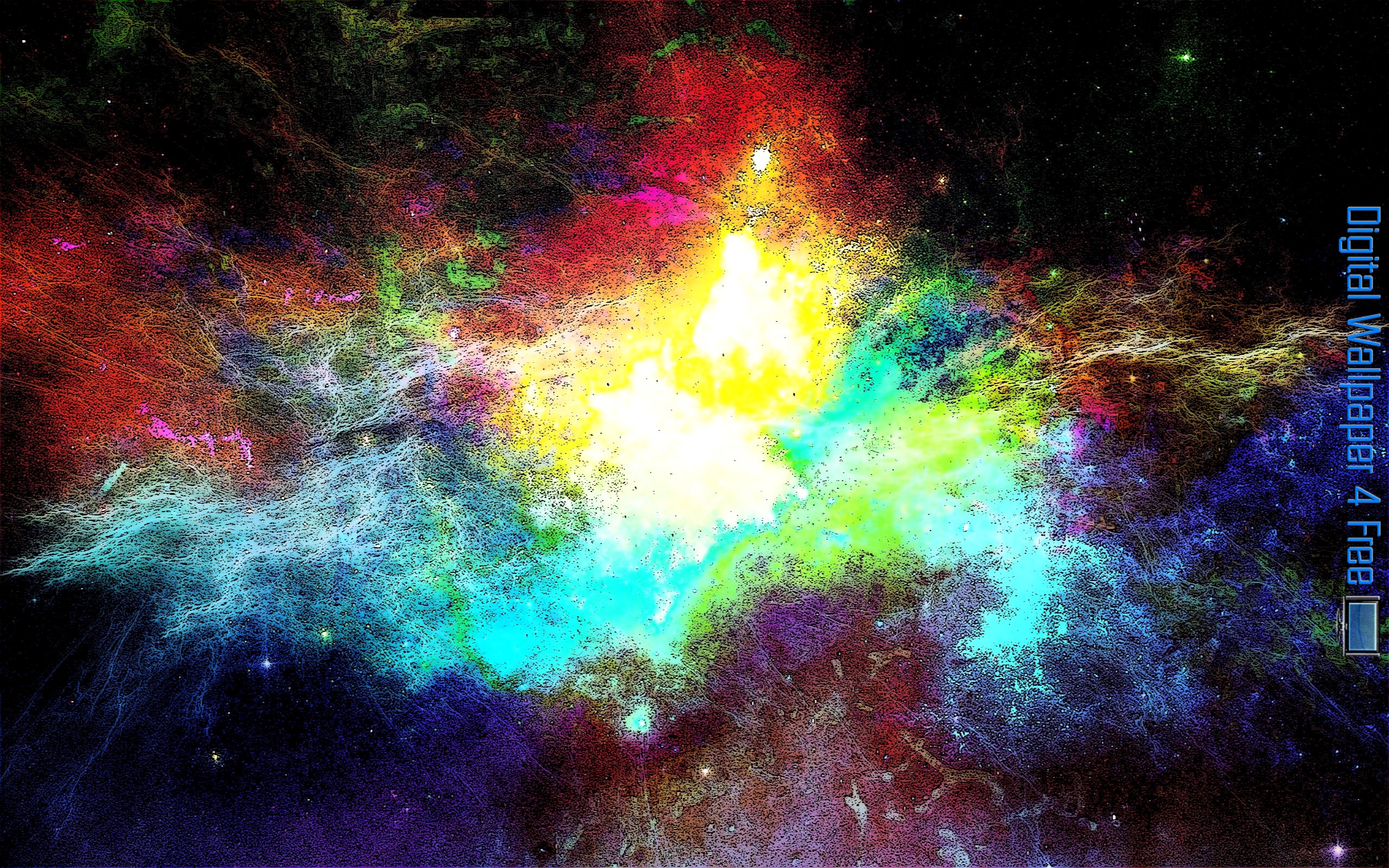 Inked Rainbow Explosion Digital Wallpaper