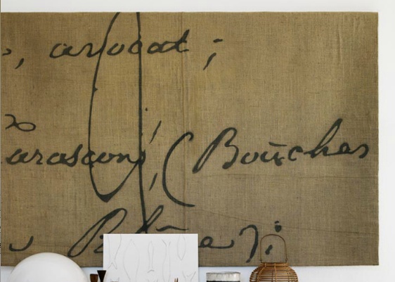 French Script Large On Wall Or Old Blueprint