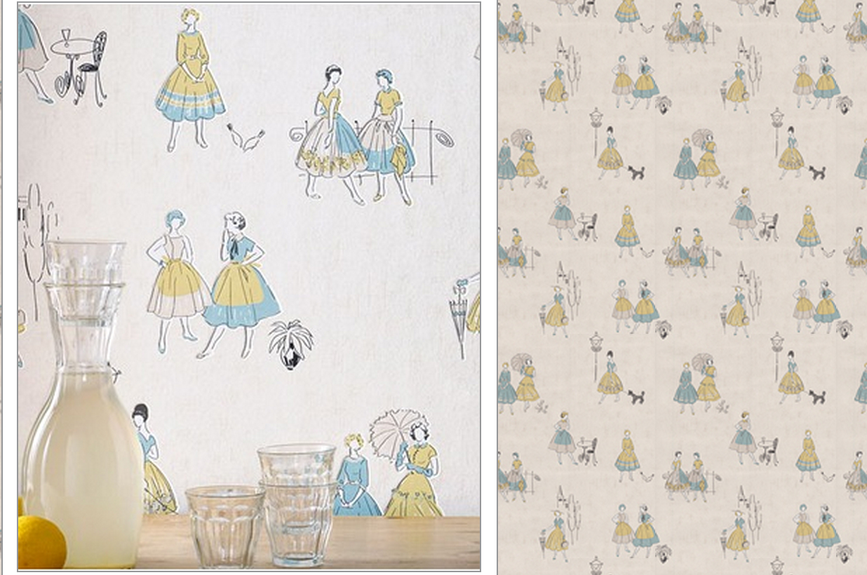 Miss Rose Poodle Pattern Wallpaper Rto Designer