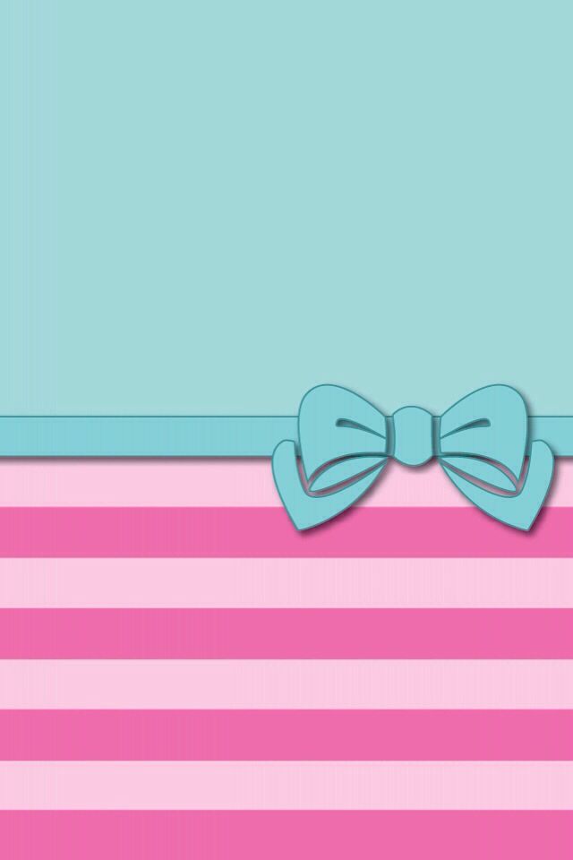 Green And Pink Stripes Bow Cute Phone Wallpaper