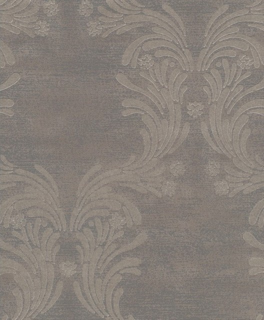 Caesar Damask Wallpaper Gold Dark Grey Traditional