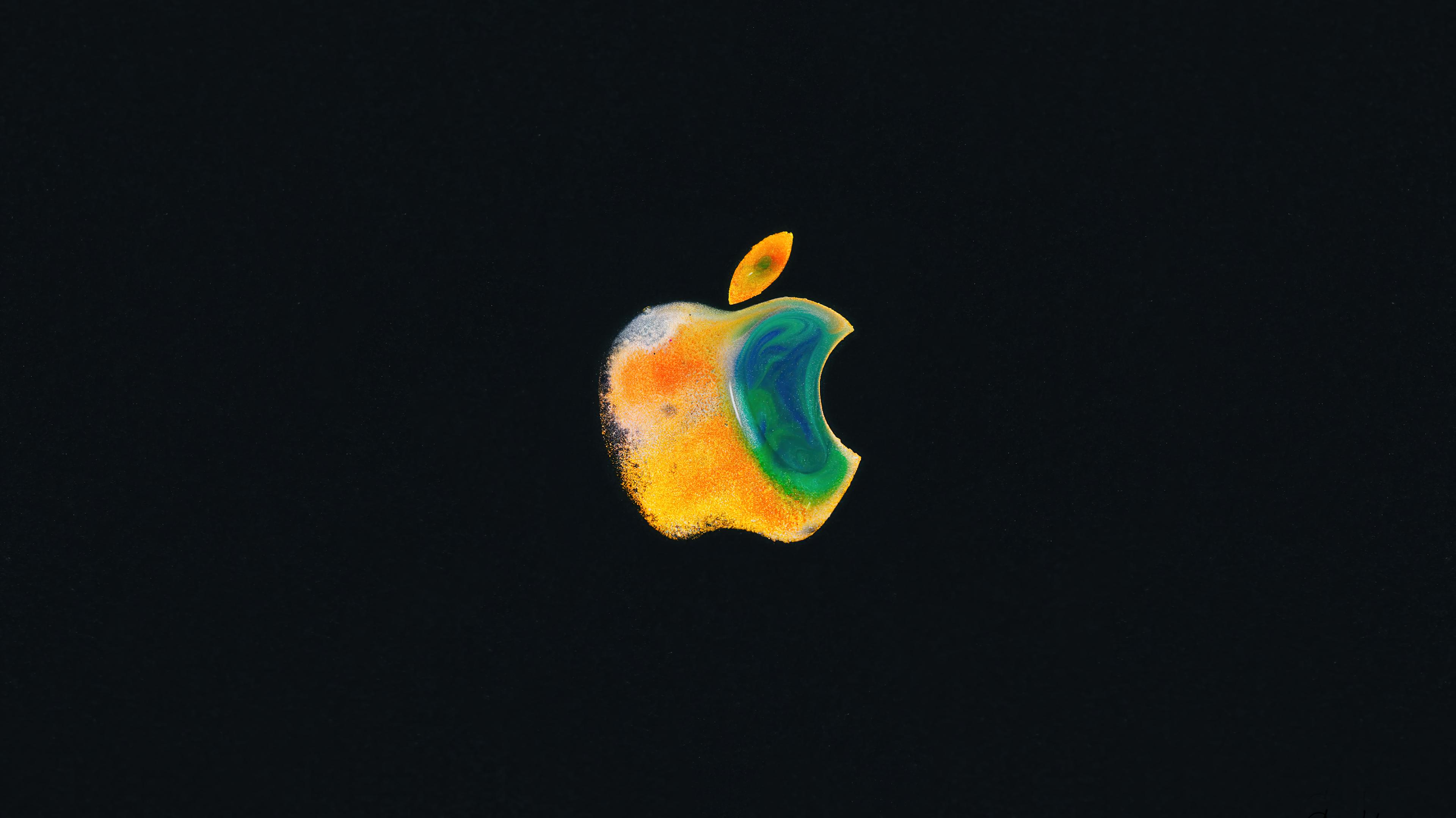 Apple Logo Orange Black Background 4k Wallpaper iPhone HD Phone 4180f