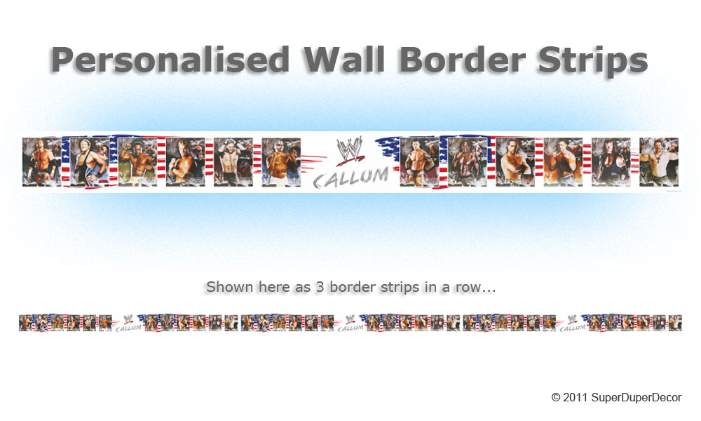 Wwe Personalised Bedroom Wall Border Strips Wrestling Wallpaper