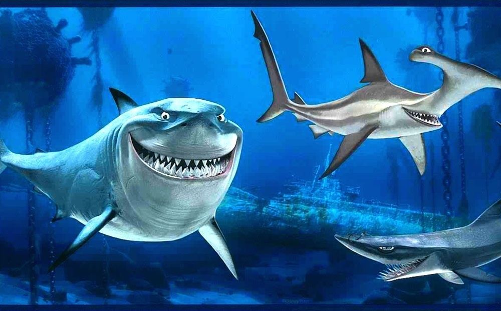 Nemo Shark Nautical Wallpaper Border Blue Disney Children Df059231b