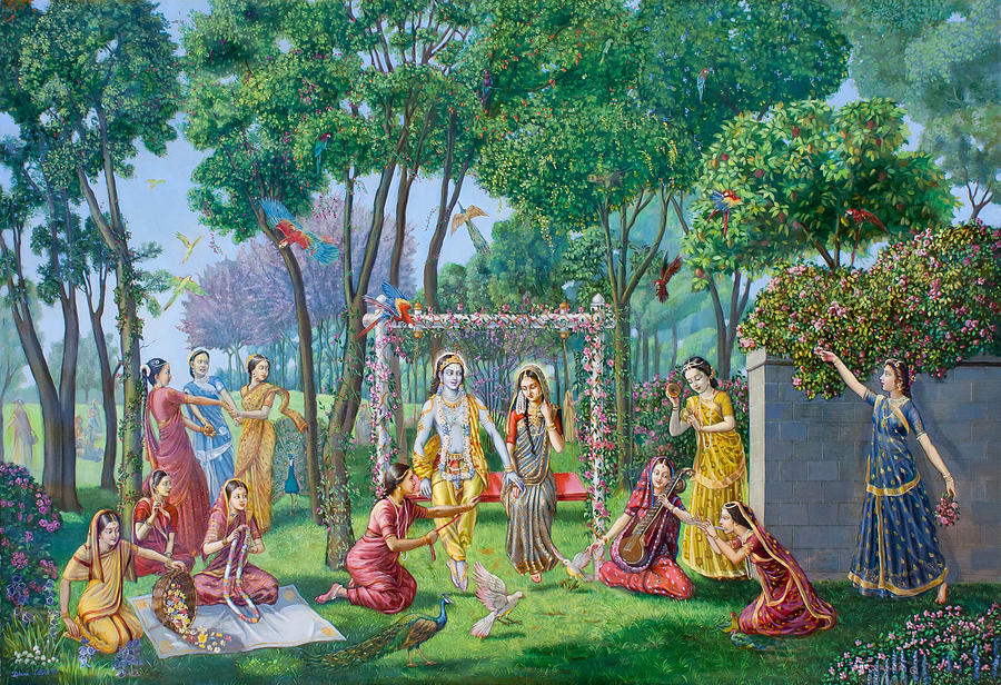 Radha Krishna On The Swing Painting By Dominique Amendola Pixels