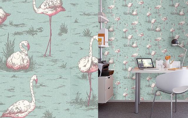 Tellhimiwantthis Cole Sons Hand Printed Flamingos Wallpaper For