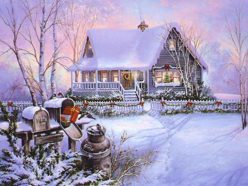 Christmas Art 03 Winter Scenes Wallpaper Image Pictures