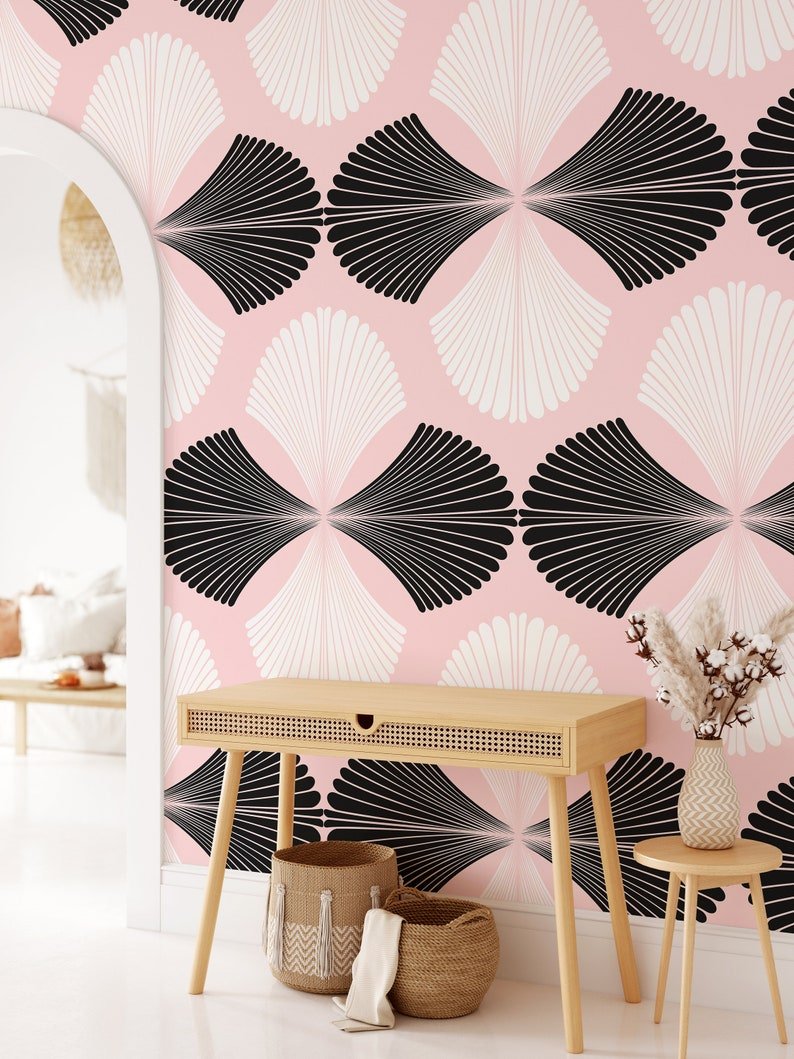 Pink Art Deco Folding Fan Wallpaper WallpapersforBeginners