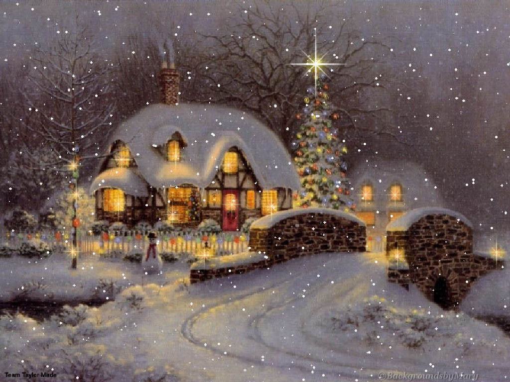 Wallpaper Background Christmas Cottage