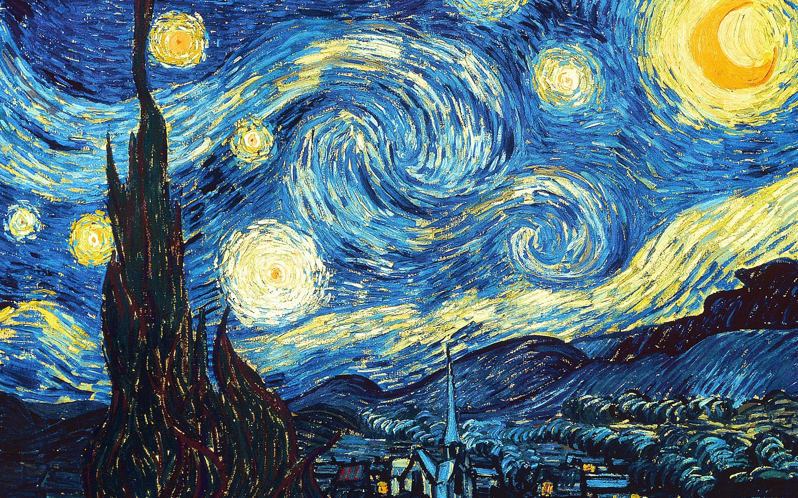 Night Wallpaper HD Widescreen The Starry Van Gogh