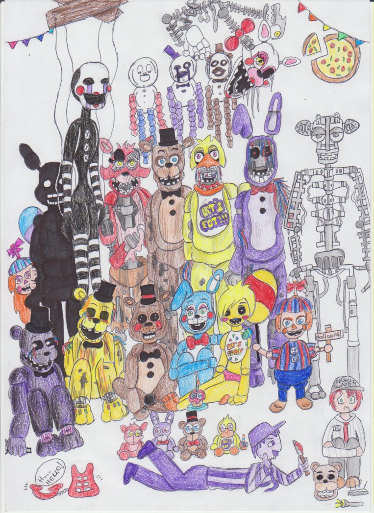 Fnaf All Characters By Emilyladyemerald
