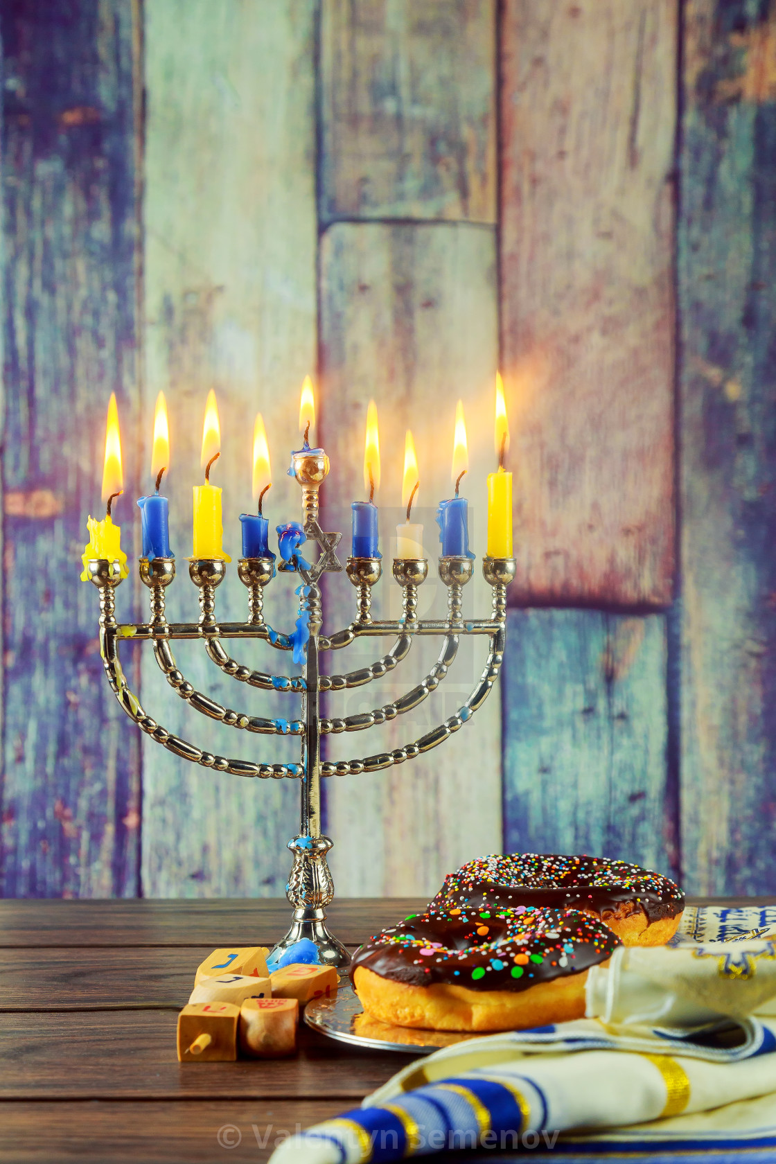Jewish Holiday Symbol Hanukkah Background With Menorah License