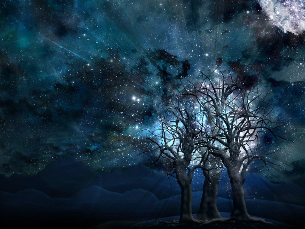 Cool tree and space background