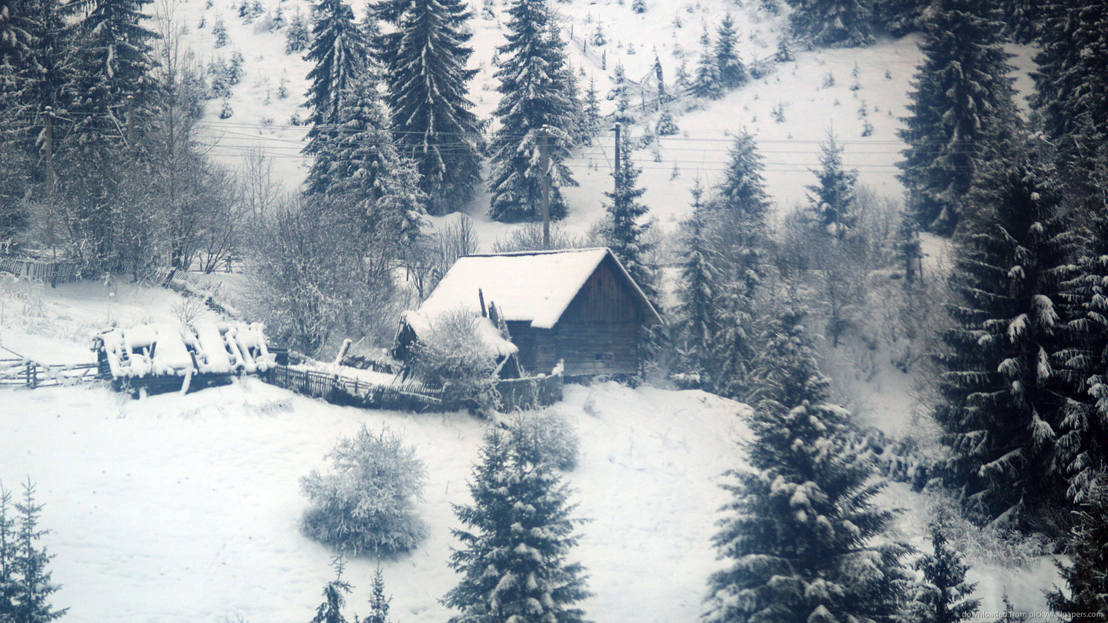 Winter Hut Wallpaper
