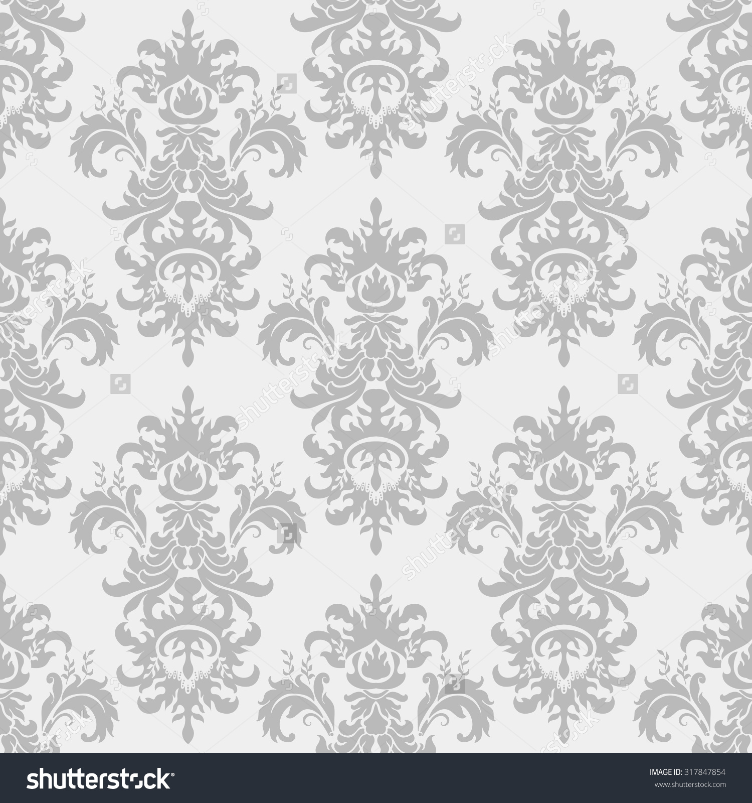 Seamless Victorian Wallpaper In Grey Stock Vector Illustration