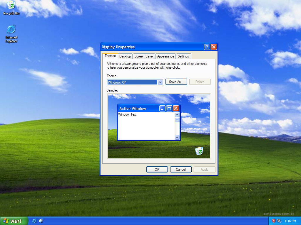 Windows Xp S Default Theme Click To Enlarge