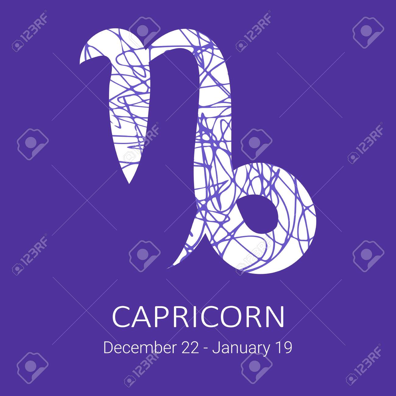 Zodiac Sign Capricorn Isolated On Blue Background