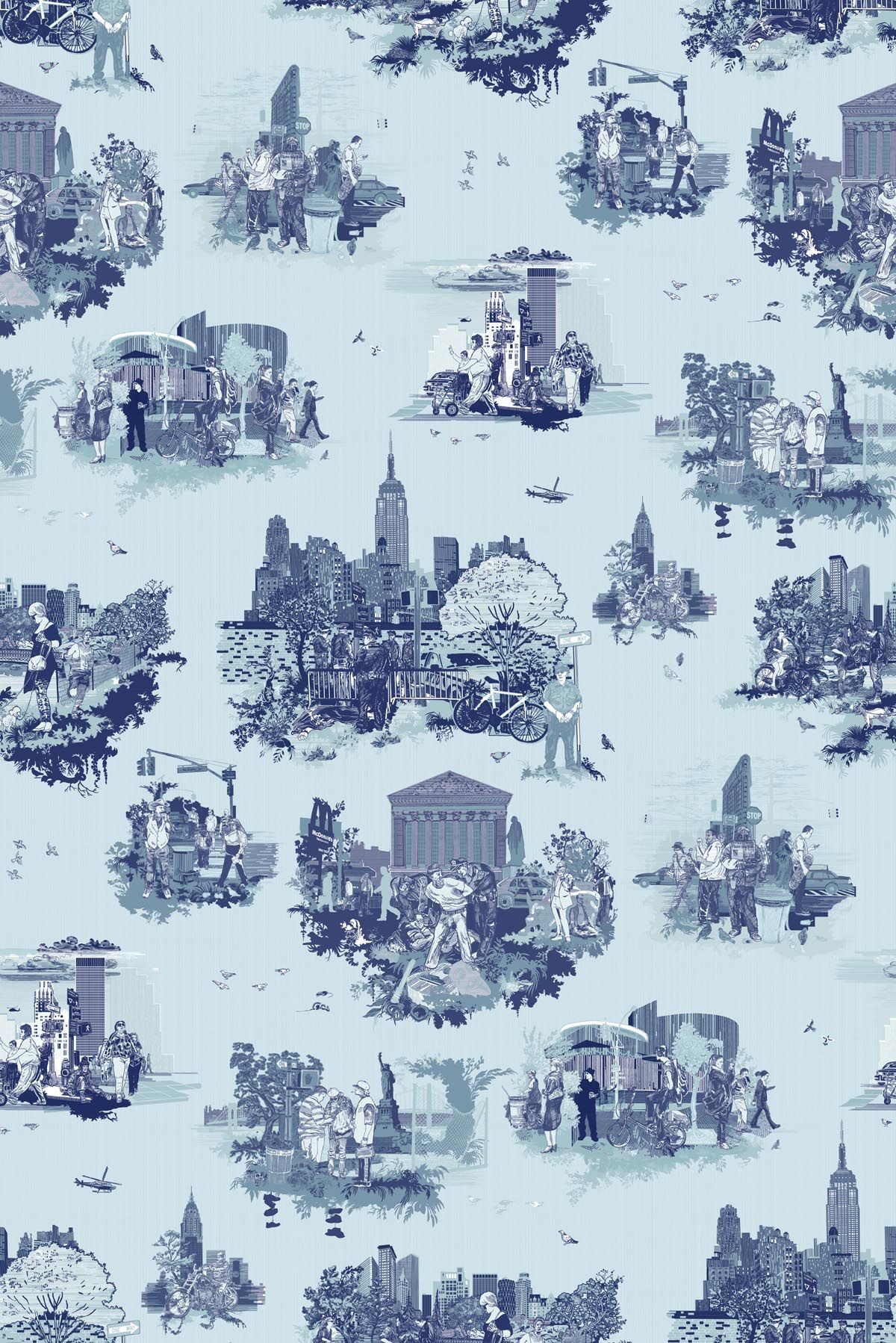 New York Toile Wallpaper