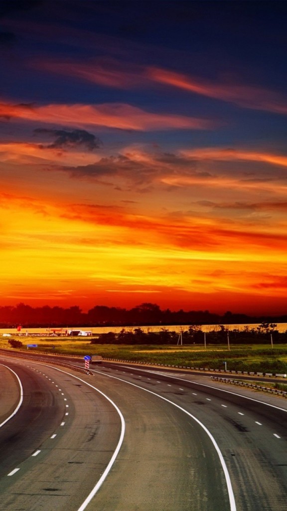 Sun Set Road Wallpaper For Android