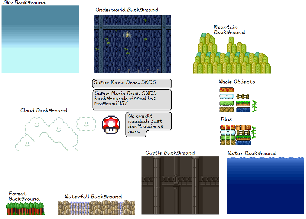 Download Super Mario Bros Sprite Sheets Snes Universe By Rprice SMB Background SMB Background