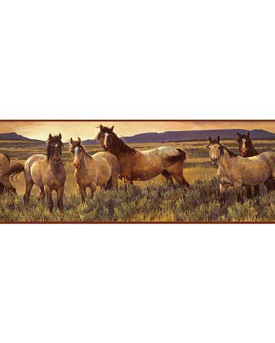  Wallcoverings Grey Horse Wallpaper Border Western Country CH7813BD