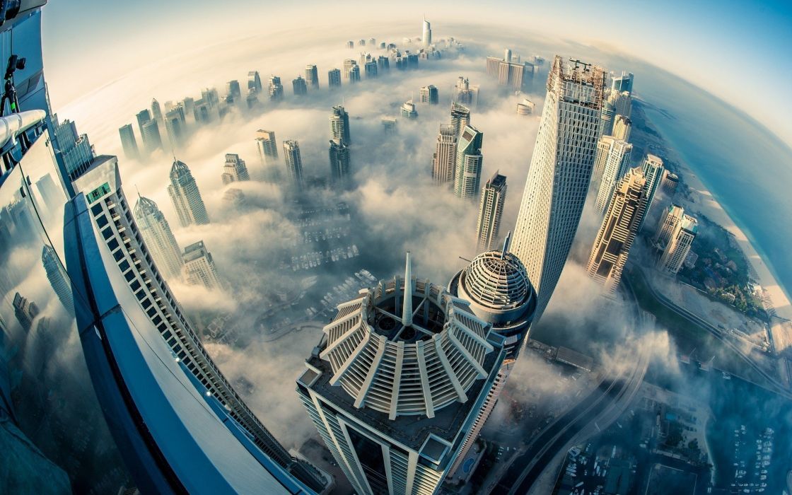 City Dubai Cloud Fog Building HD Wallpaper