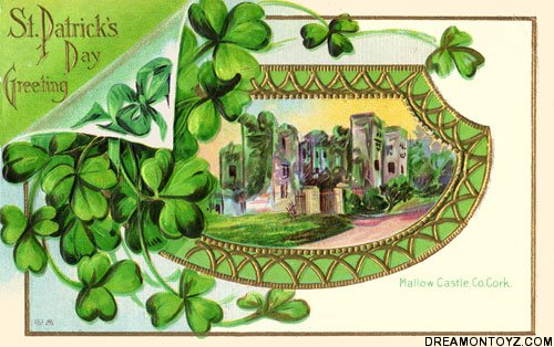 St Patrick S Day Greeting Irish Castle Surrounded By Shamrocks