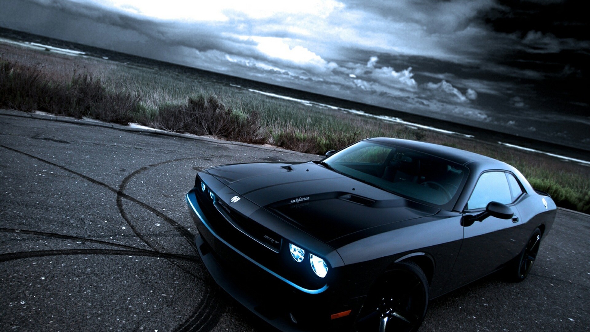 American Black Muscle Cars Drift Dodge Challenger